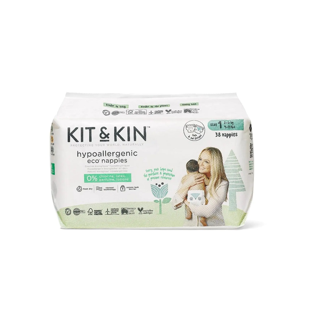 Scutece hipoalergenice Eco, Nr. 1, 2-5 kg, 38 buc, Kit&Kin