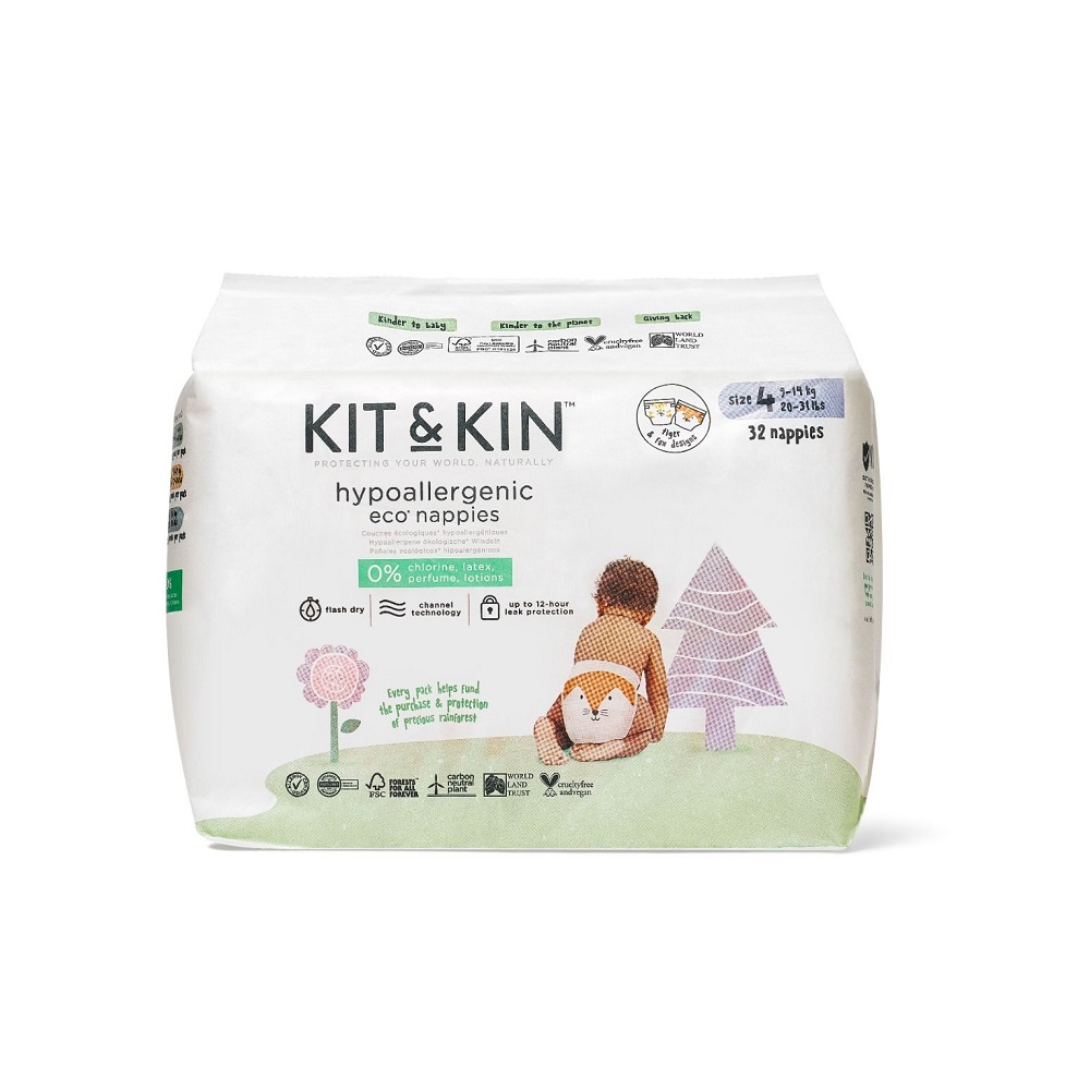 Scutece hipoalergenice Eco, Nr. 4, 9-14 kg, 32 buc, Kit&Kin