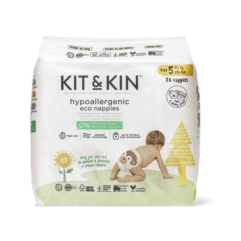 Scutece hipoalergenice Eco, Nr. 5, +11 kg, 28 buc, Kit&Kin