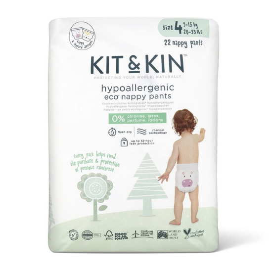 Scutece Hipoalergenice Eco Pull Up Maxi, Marimea 4, 9-15 kg, 22 bucati, Kit&Kin 