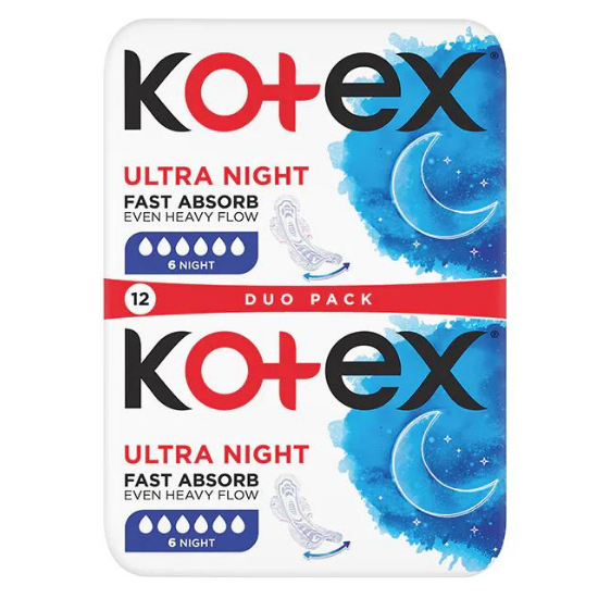 Absorbante de noapte Ultra Night, 12 bucati, Kotex