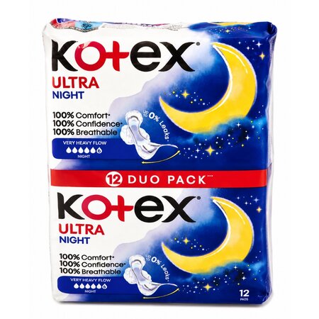 Absorbante de noapte Ultra Night, 12 bucati, Kotex