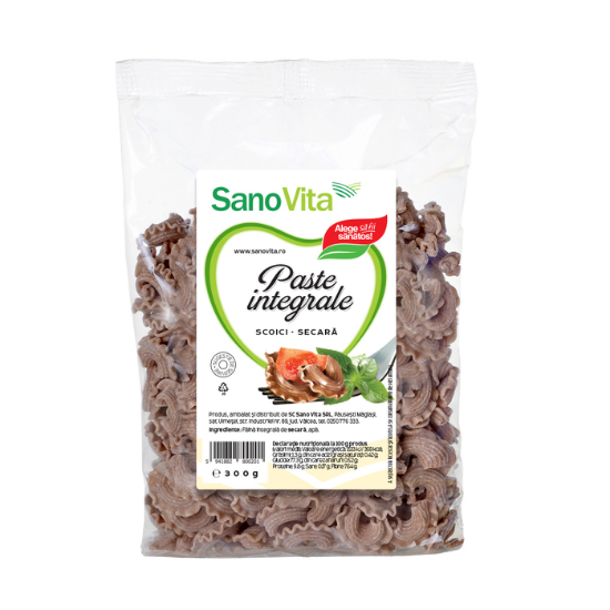 Paste fainoase integrale din secara scoici, 300 gr, SanoVita 