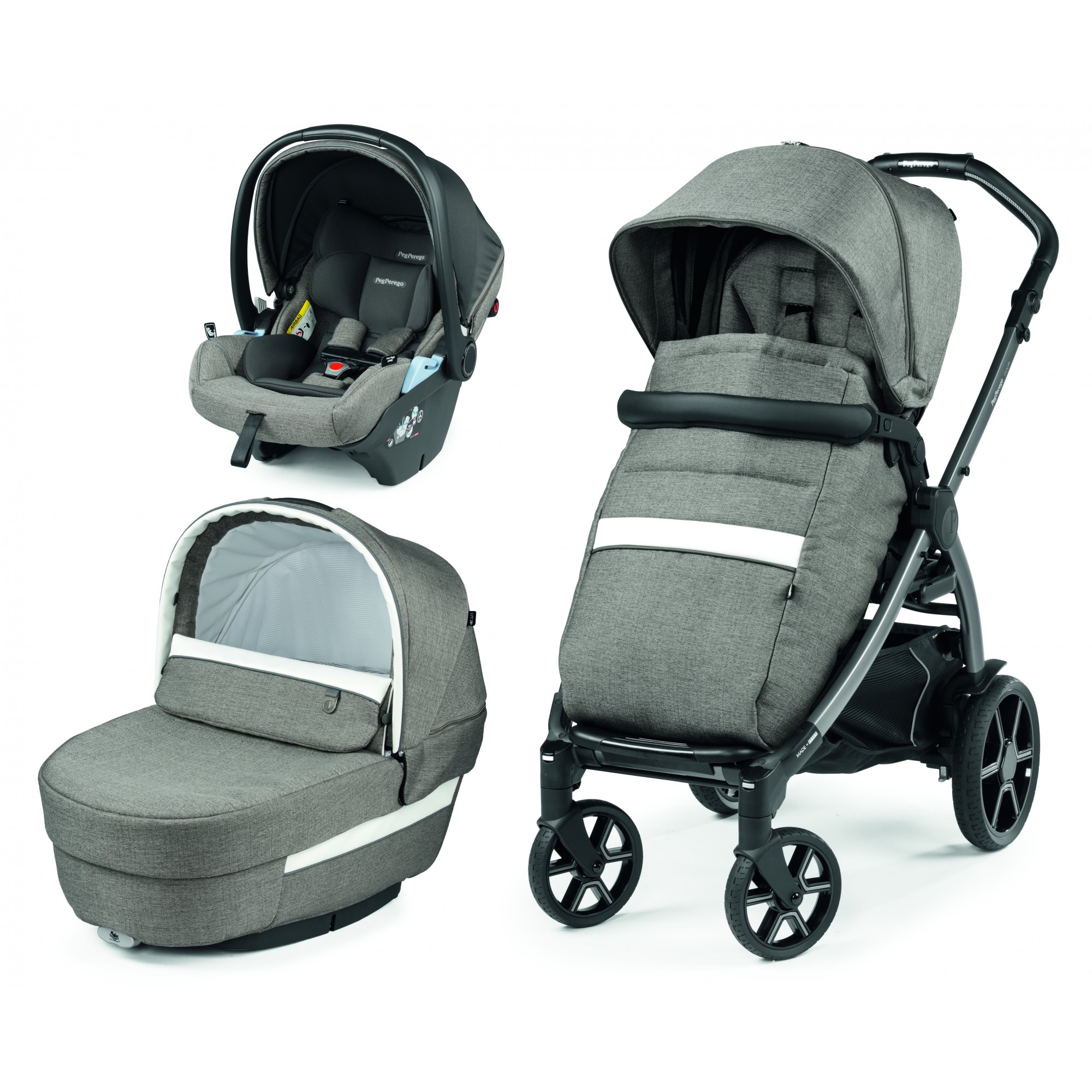 Sistem carucior 3 in 1 pentru copii Book Primo Viaggio Lounge, City Grey, Peg Perego