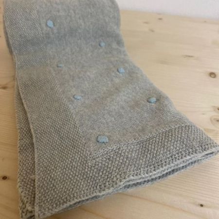 Paturica tricotata Gri cu bulinute, 80x100 cm, Blue, Fillikid 465373
