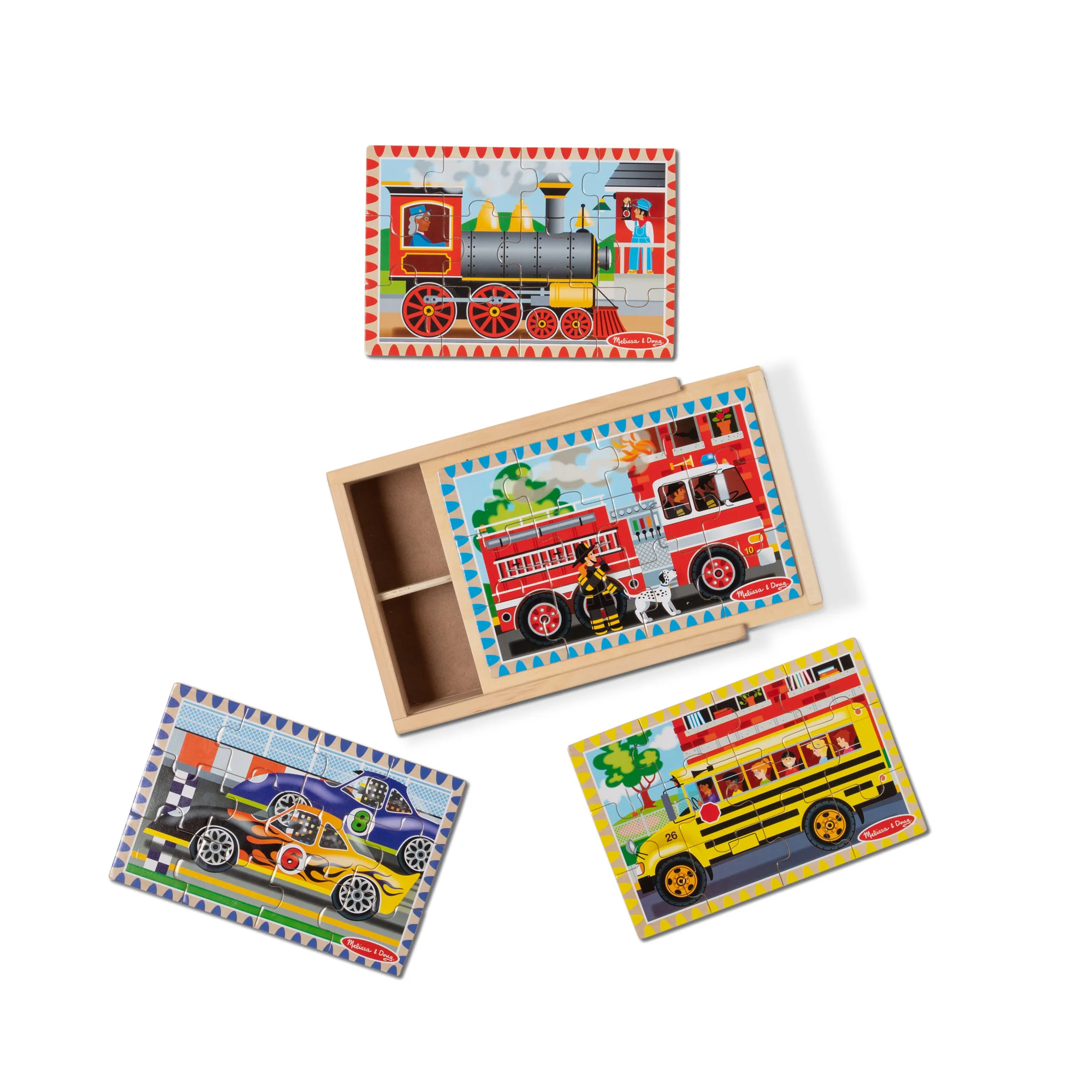 Set 4 puzzle din lemn in cutie, +3 ani, Melissa&Doug