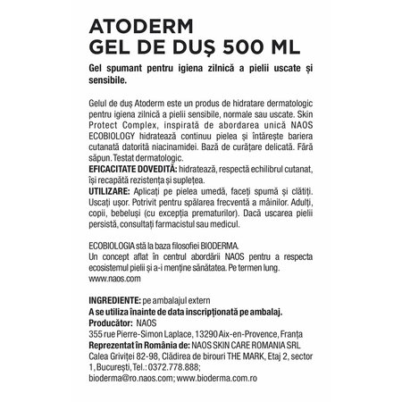 Gel de dus Atoderm, 500 ml, Bioderma 818308