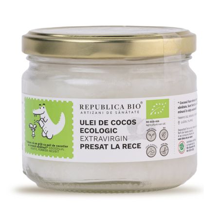 Ulei ecologic de cocos extravirgin presat la rece, 280 ml, Republica Bio