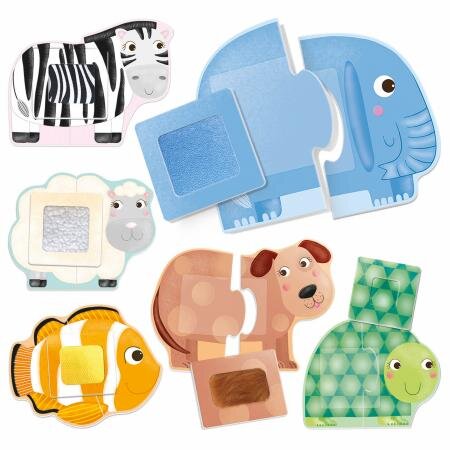 Montessori Puzzle Tactil Animale, 1-4 ani, 12 piese, Headu 653009