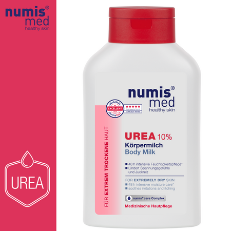 Lapte de corp dermatocosmetic cu Uree 10% pentru piele uscata si foarte uscata, 300 ml, NumisMed 704105