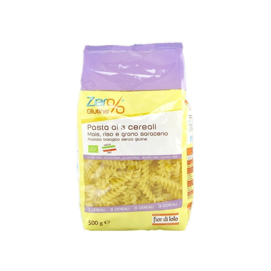 Paste Bio Fusili 3 cereale fara gluten, 500 g, Fior Di Loto