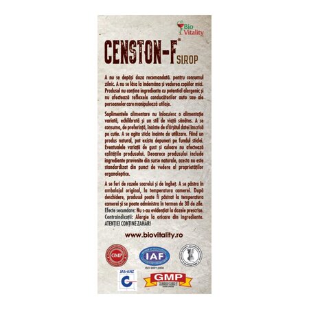 Sirop Censton-F, 200 ml, Bio Vitality 780366
