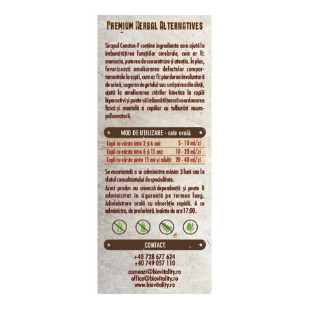 Sirop Censton-F, 200 ml, Bio Vitality 780367