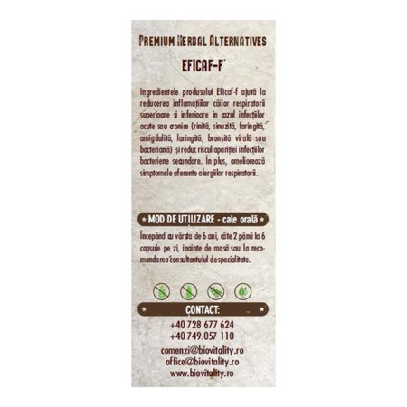 Eficaf-f, 30 capsule, Bio Vitality 780383