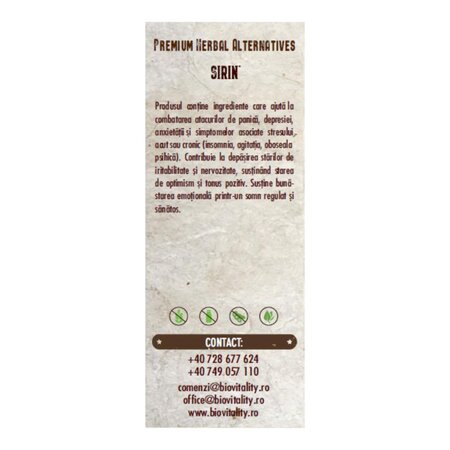 Sirin, 30 capsule, Bio Vitality 780355