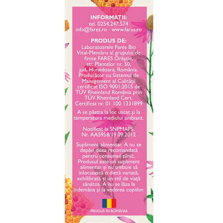 Echinacea cu propolis si Vitamina C, 60 comprimate, Fares 721469