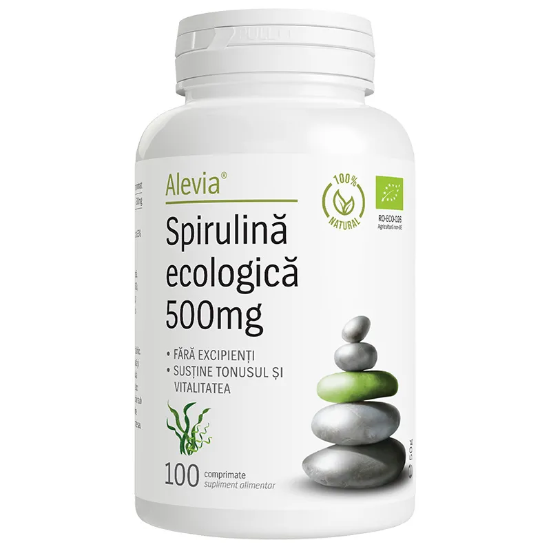 Spirulina ecologica, 500mg, 100 comprimate, Alevia