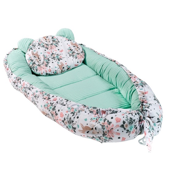 Baby Nest Multifunctional cu pernuta Velvet, Bambi, E-Kids