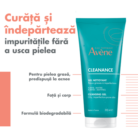 Gel de curatare pentru tenul gras cu tendinta acneica Cleanance, 200 ml, Avene 647037