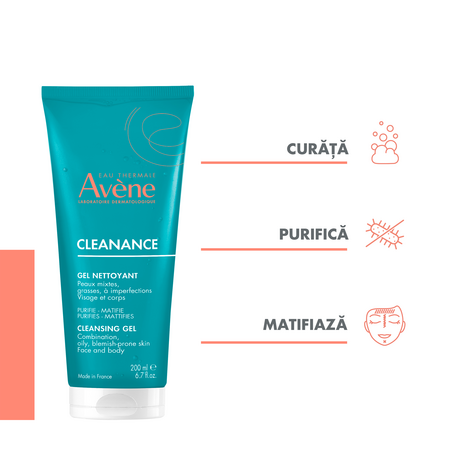 Gel de curatare pentru tenul gras cu tendinta acneica Cleanance, 200 ml, Avene 647038