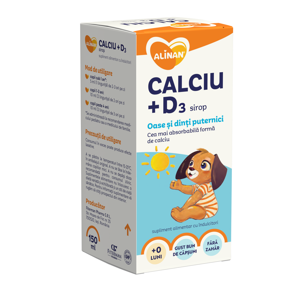 Alinan Sirop Calciu si vit D3, 150 ml, Fiterman Pharma