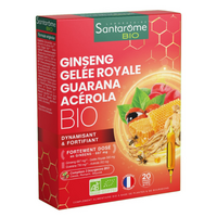 Ginseng Laptisor de matca Guarana Acerola Bio, 20 fiole x 10 ml, Santarome Natural
