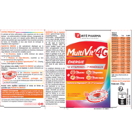 MultiVit 4G energie, 30 comprimate, Forte Pharma 764800