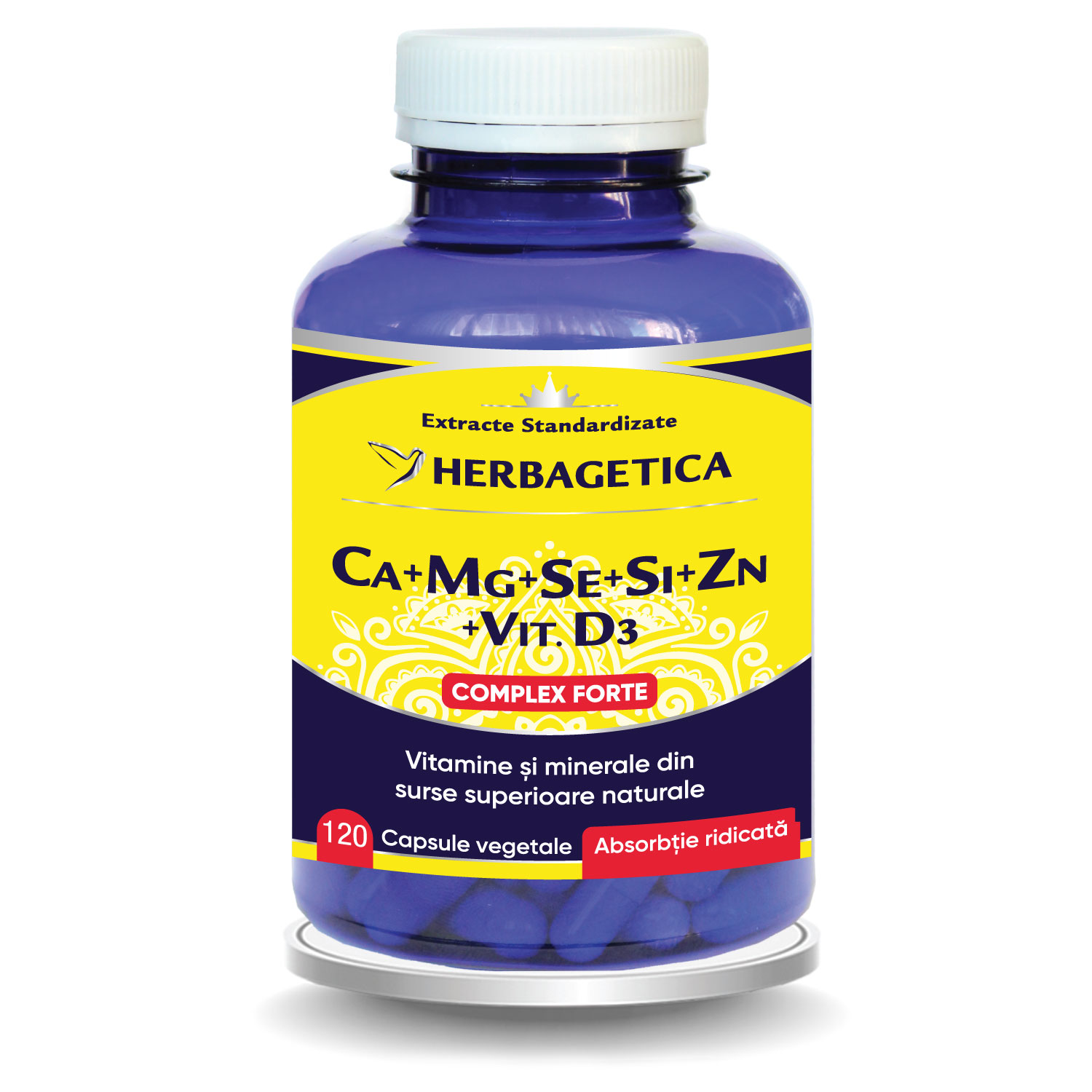Ca+Mg+Se+Si+Zn cu Vit D3, 120 capsule vegetale, Herbagetica
