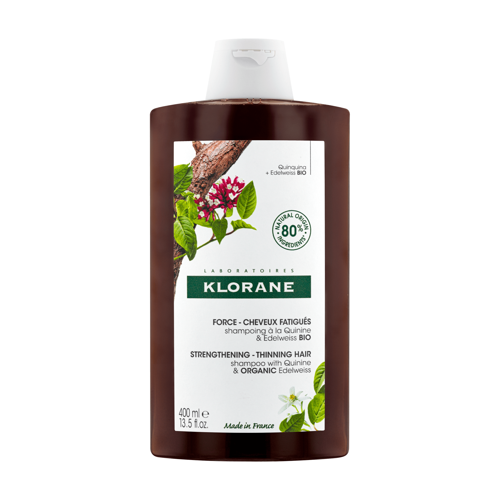 Sampon cu chinina si floare de colt bio, 400 ml, Klorane