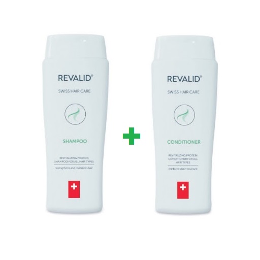 Pachet sampon revitalizant cu proteine, 250 ml + Balsam revitalizant, 250 ml, Revalid