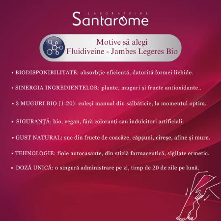 Fluidiveine Jambes Legeres BIO, 20 fiole x 10 ml, Santarome 713684