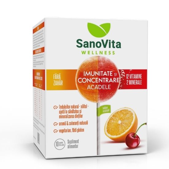 Acadele Imunitate si concentrare Wellness, 10 bucati, Sanovita