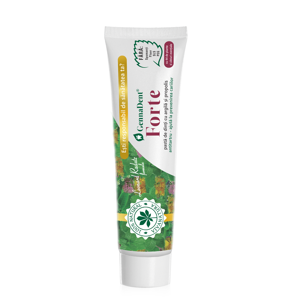 Pasta de dinti cu argila si propolis GennaDent Forte, 80 ml, Vivanatura