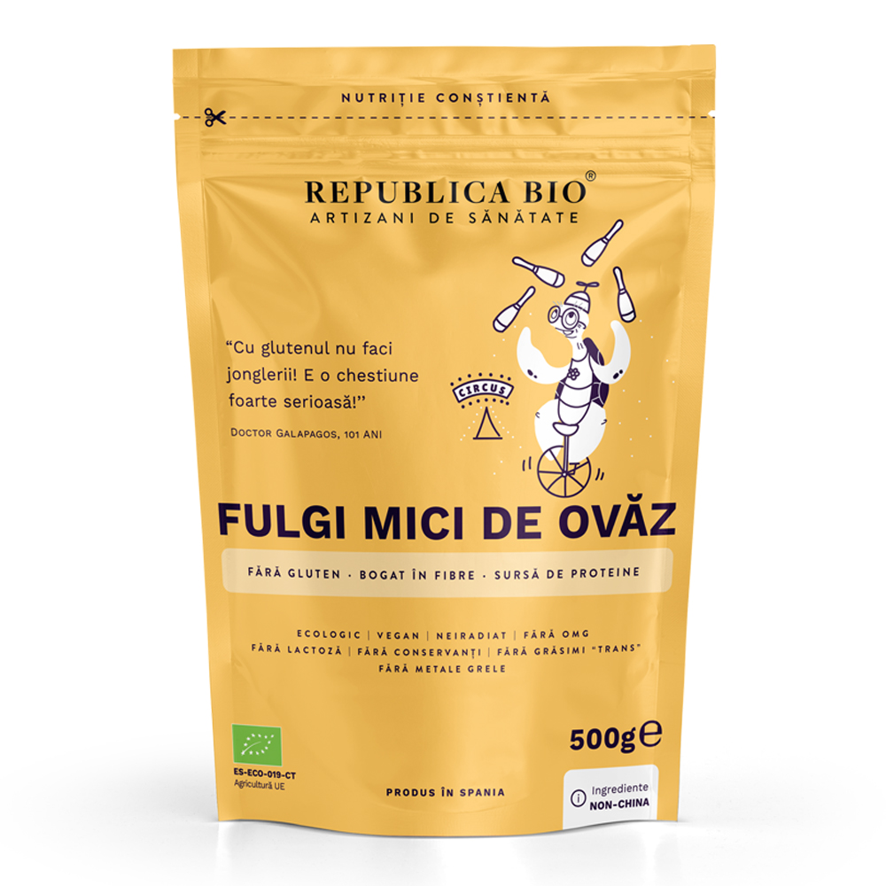 Fulgi de ovaz mici fara gluten Bio, 500 g, Republica Bio