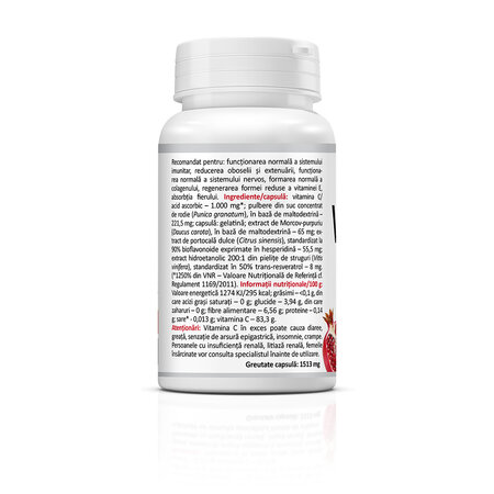 Vitamina C Premium cu rodie, 1000 mg, 30 capsule, Zenyth 771595