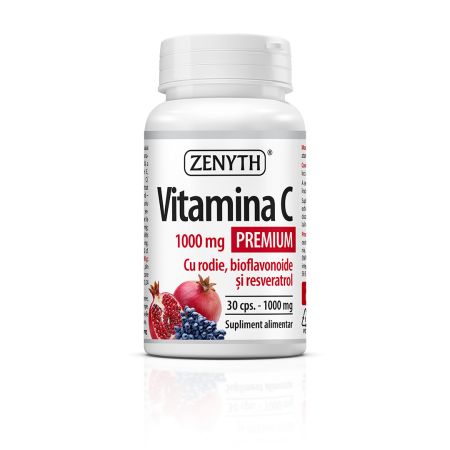 Vitamina C Premium cu rodie, 1000 mg, 30 capsule, Zenyth