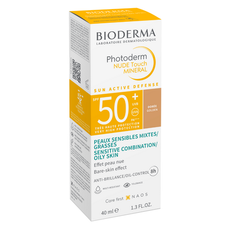 Fluid crema cu SPF 50+ pentru piele mixta si grasa Photoderm Nude Touch, 40 ml, Golden, Bioderma 625419