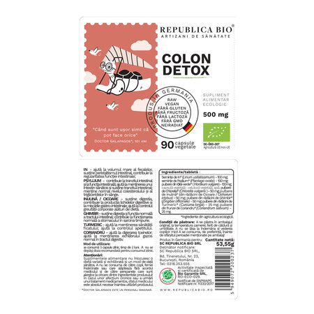 Colon Detox 500 mg, 90 capsule, Republica Bio 762506