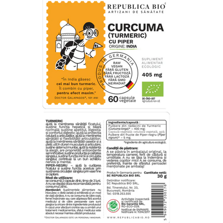 Curcuma, 405 mg, 60 capsule, Republica Bio 684915