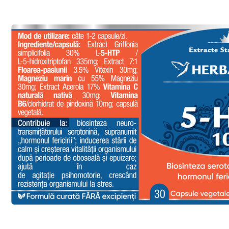 5 HTP 100 Zen Forte, 30 capsule, Herbagetica 749272