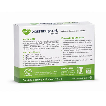 Alinan digestie usoara, 10 plicuri, Fiterman Pharma 757027