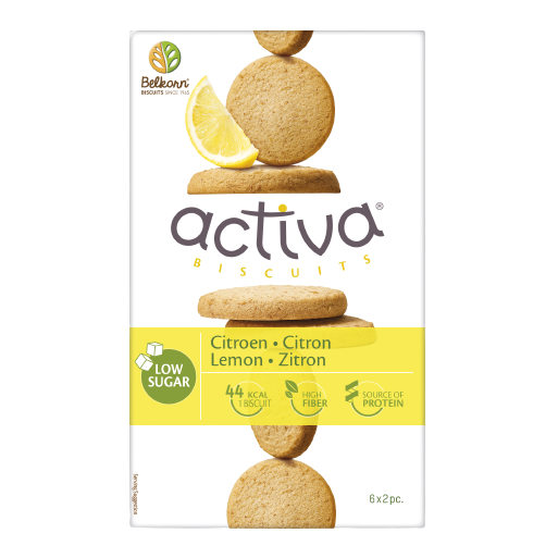 Biscuiti activa cu lamaie, 120 g, Belkorn