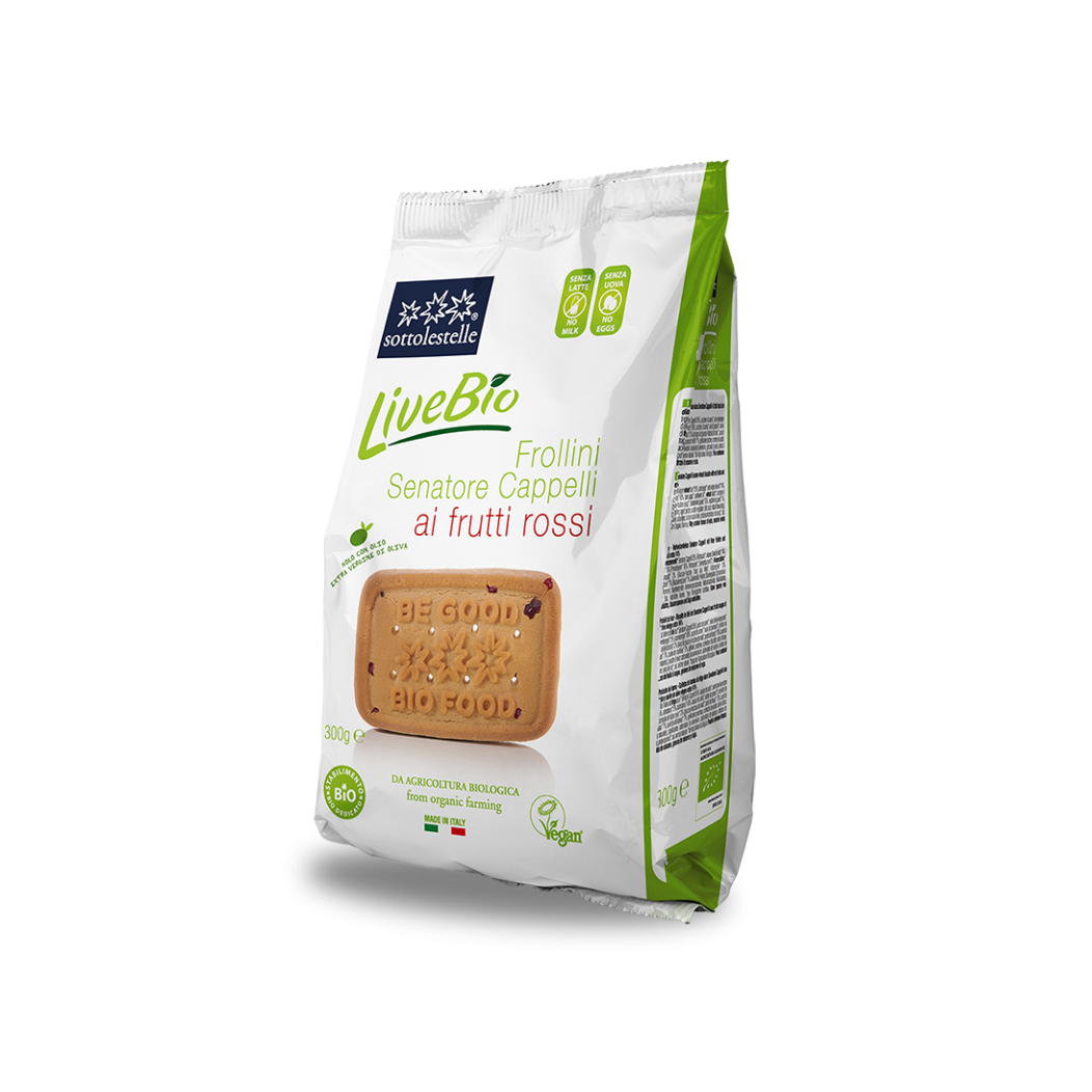 Biscuiti Bio cu fructe rosii  LiveBio, 300 gr, Sottolestelle