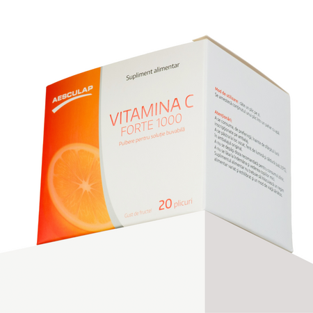 Vitamina C forte, 1000 mg, Fructe, 20 plicuri, Aesculap 782887