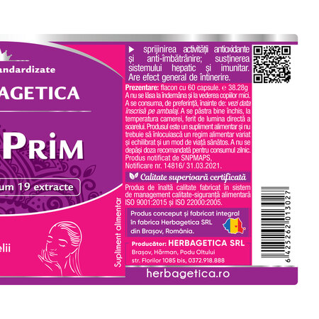 Acneprim, 60 capsule, Herbagetica 749287