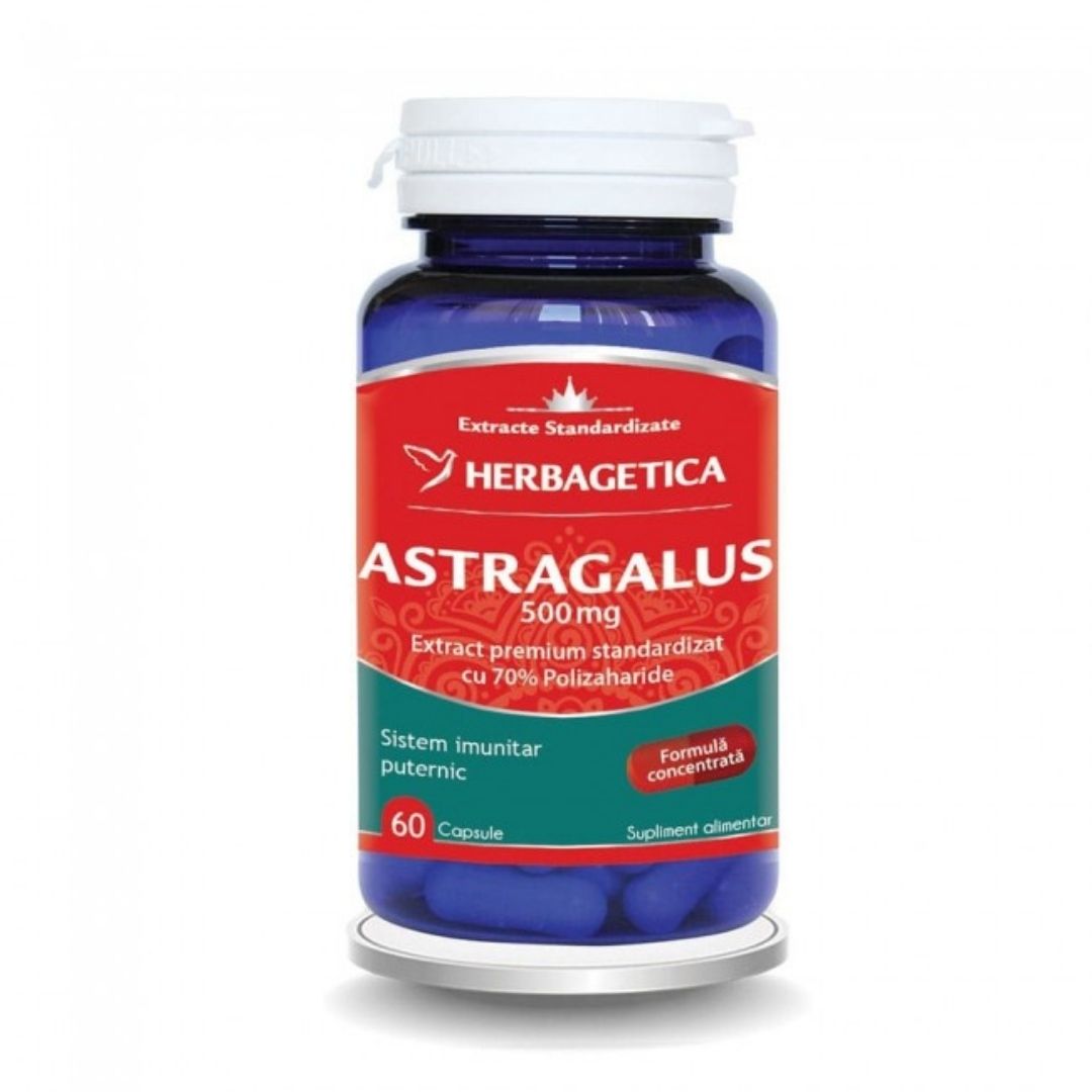 Astragalus cu 70% Polizaharide, 500mg, 60 capsule, Herbagetica