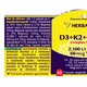 Complex natural D3+K2+CA+MG, 60 capsule vegetale, Herbagetica 685604