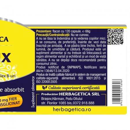 Feronix, 120 capsule vegetale, Herbagetica 720416