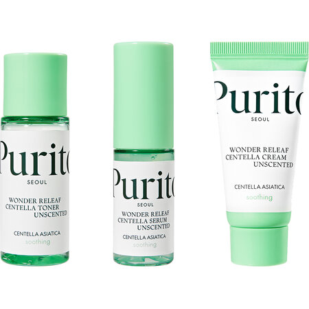 Set, toner, ser si crema pentru piele sensibila Wonder Releaf Centella Unscented, Purito