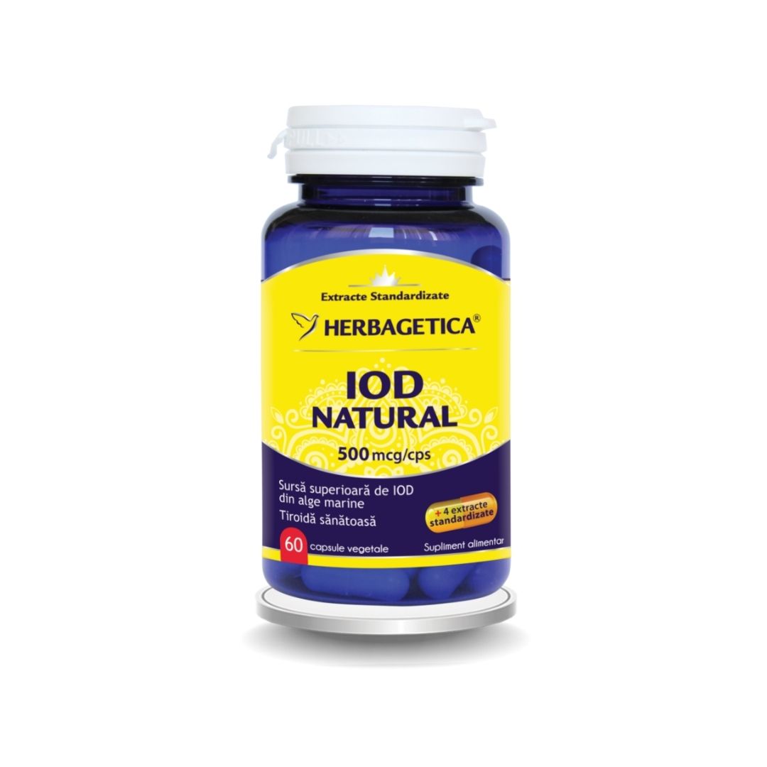 Iod natural, 500mcg, 60capsule, Herbagetica